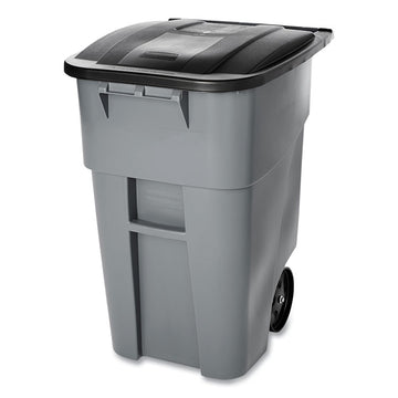 Rollout Container, 50 gal, Molded Plastic, Gray