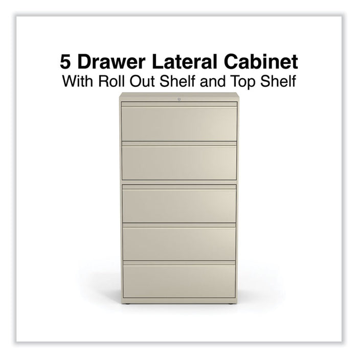 Lateral File, 5 Legal/Letter/A4/A5-Size File Drawers, Putty, 36" x 18.63" x 67.63"