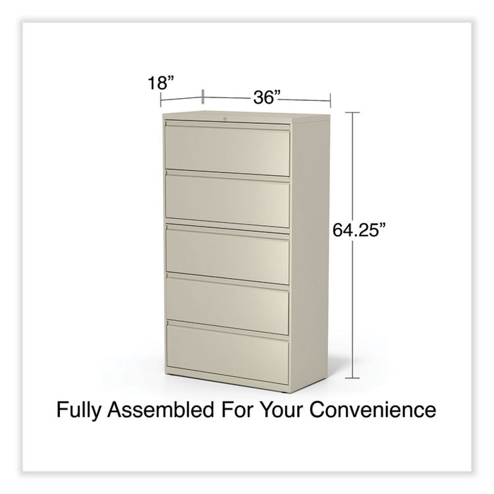 Lateral File, 5 Legal/Letter/A4/A5-Size File Drawers, Putty, 36" x 18.63" x 67.63"