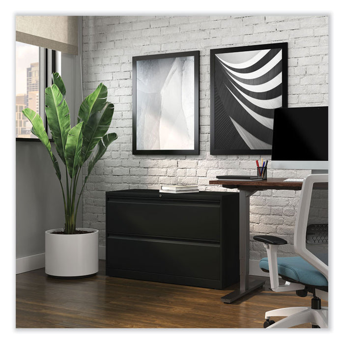 Lateral File, 2 Legal/Letter-Size File Drawers, Black, 42" x 18.63" x 28"
