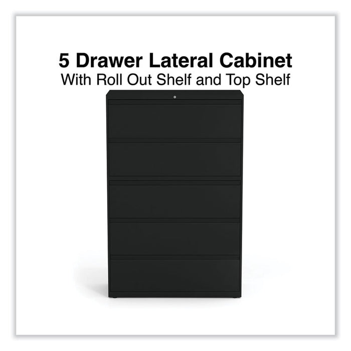 Lateral File, 5 Legal/Letter/A4/A5-Size File Drawers, Black, 42" x 18.63" x 67.63"