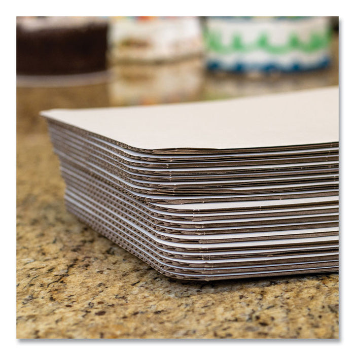 Bakery Bright White Cake Pad, Single Wall Pad, 1/4 Sheet, 10 x 14, Bright White, Paper, 100/Bundle