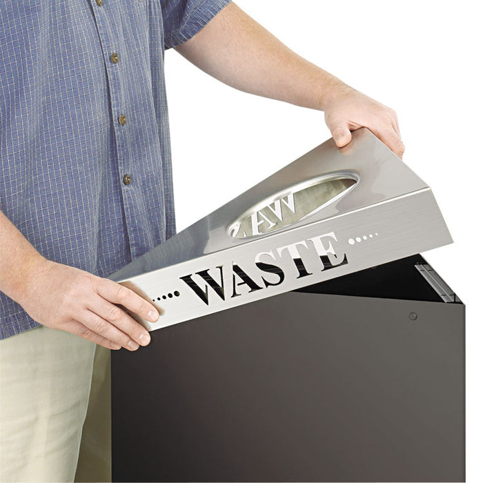 Trifecta Waste Receptacle Lid, Laser Cut "WASTE" Inscription, 20w x 20d x 3h, Stainless Steel