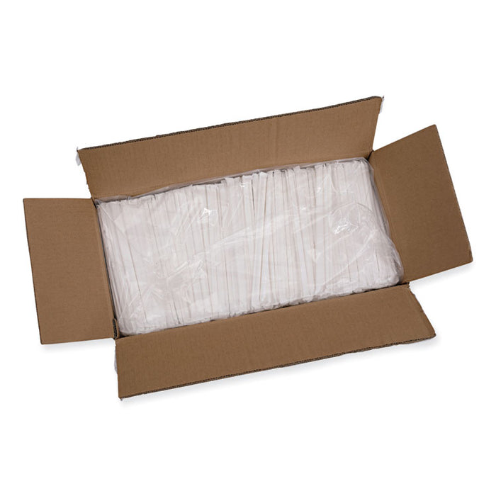 Individually Wrapped Paper Straws, 7.75 x 0.25, White, 3,200/Carton