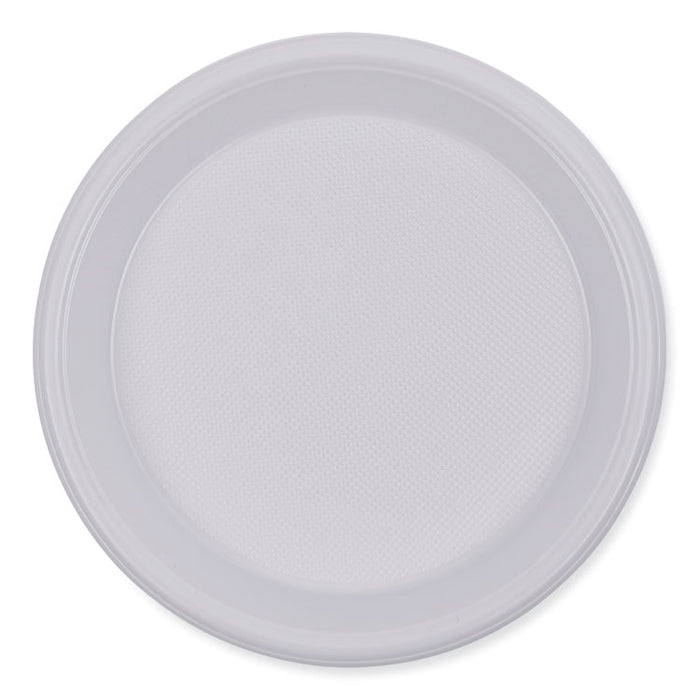 Hi-Impact Plastic Dinnerware, Plate, 10" dia, White, 500/Carton