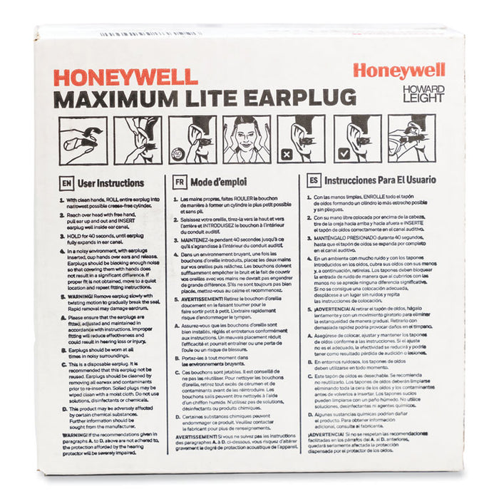 MAXIMUM Lite Single-Use Earplugs, 30 dB NRR, One Size Fits Most, Green Bell/T-Shaped Plugs, 200/Box