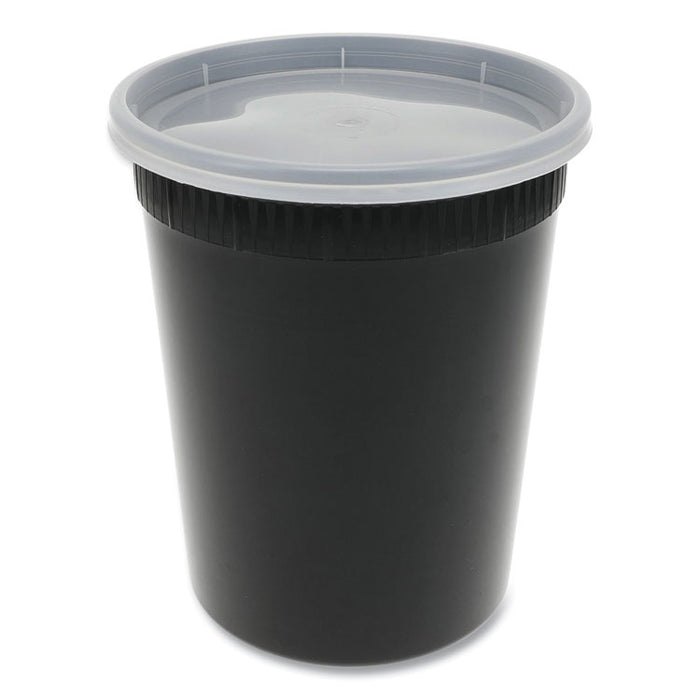 Newspring DELItainer Microwavable Container, 32 oz, 4.55 x 4.55 x 5.55, Black/Clear, Plastic, 240/Carton