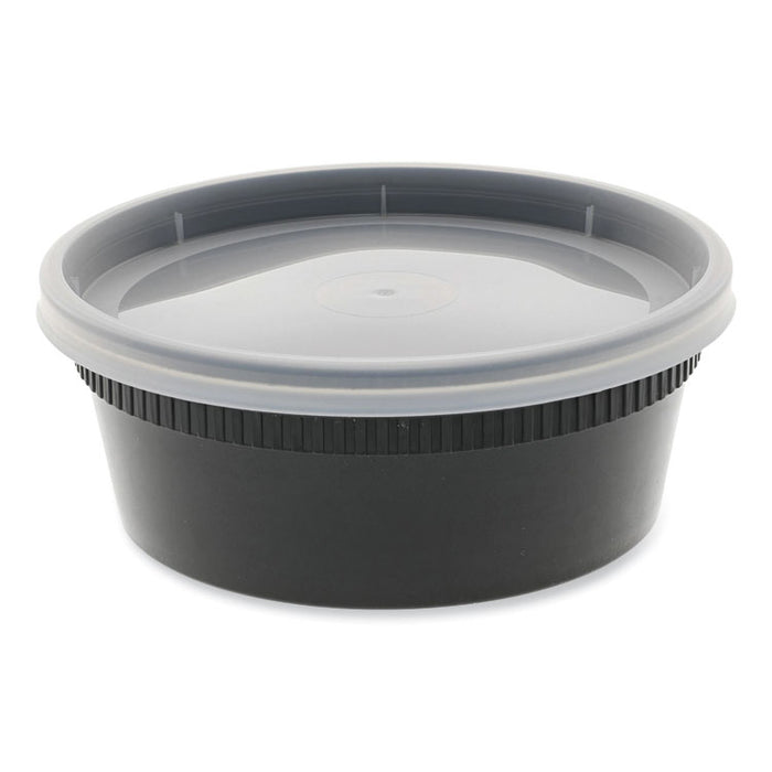 Newspring DELItainer Microwavable Container, 8 oz, 4.7 x 4.7 x 1.8, Black/Clear, Plastic, 240/Carton