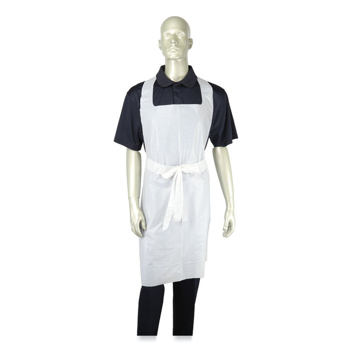 Heavyweight Poly Aprons, 28 x 46, 1.77 mil, One Size Fits Most, White, 500/Carton