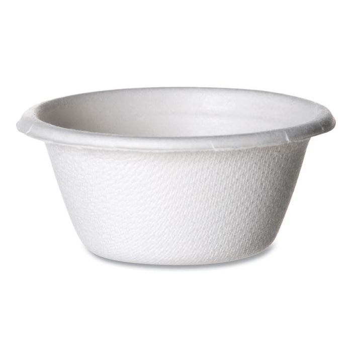 Molded Fiber Portion Cups, 2 oz, Sugarcane, White, 2,500/Carton