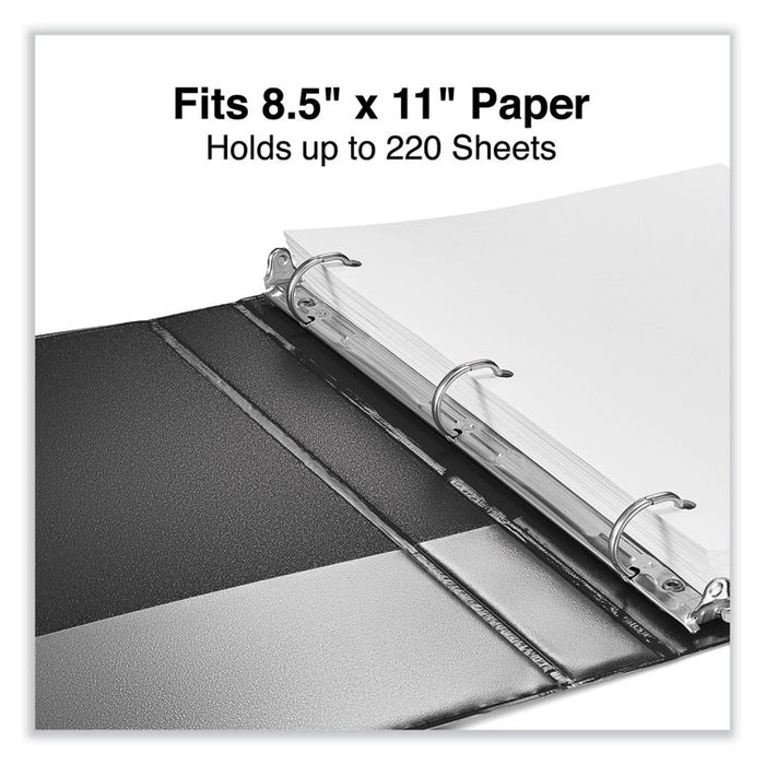 Slant D-Ring View Binder, 3 Rings, 1" Capacity, 11 x 8.5, Black, 12/Carton