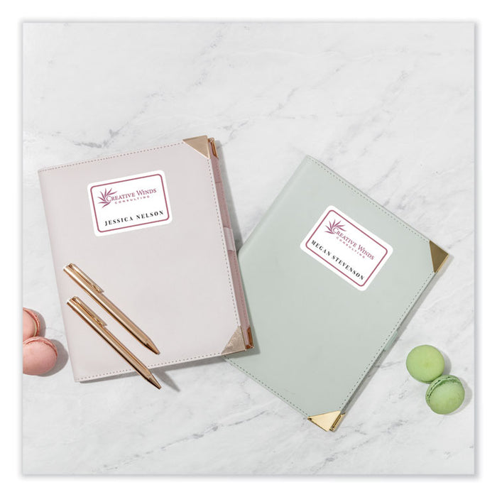 Printable Adhesive Name Badges, 3.38 x 2.33, White, 100/Pack