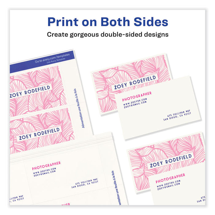 Printable Microperforated Business Cards with Sure Feed Technology, Laser, 2 x 3.5, White, 10/Sheet, 25 Sheets/Pack