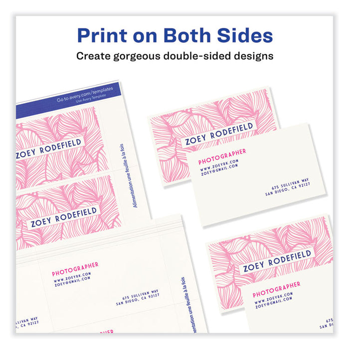 Printable Microperforated Business Cards with Sure Feed Technology, Laser, 2 x 3.5, Ivory, 10/Sheet, 25 Sheets/Pack