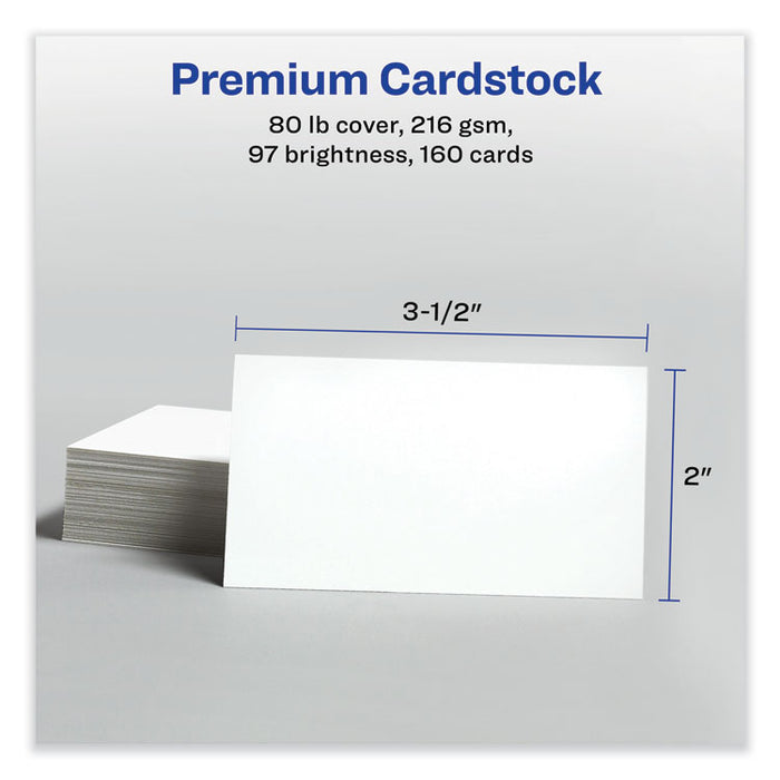 Print-to-the-Edge Microperforated Business Cards with Sure Feed Technology, Laser, 2 x 3.5, White, 8/Sheet, 20 Sheets/Pack