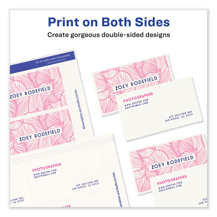 Print-to-the-Edge Microperforated Business Cards with Sure Feed Technology, Laser, 2 x 3.5, White, 8/Sheet, 20 Sheets/Pack