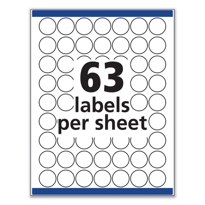 Removable Multi-Use Labels, Inkjet/Laser Printers, 1" dia, White, 63/Sheet, 15 Sheets/Pack