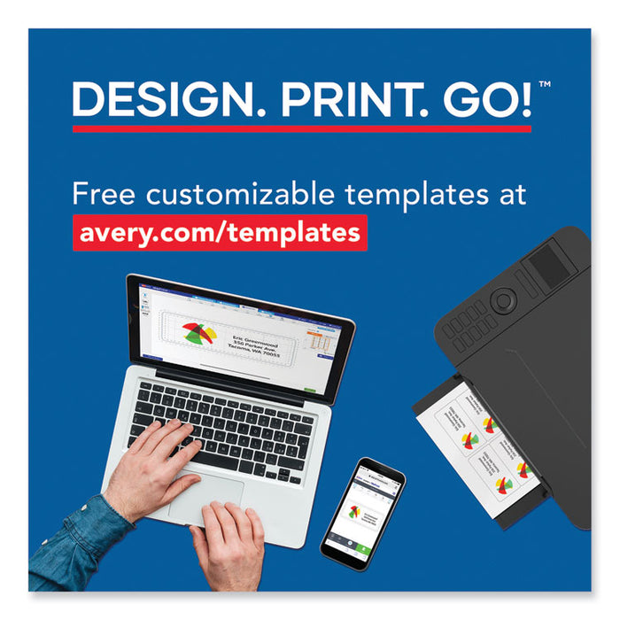 Printable Microperforated Business Cards with Sure Feed Technology, Inkjet, 2 x 3.5, White, 10/Sheet, 25 Sheets/Pack