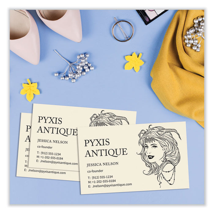 Printable Microperforated Business Cards with Sure Feed Technology, Inkjet, 2 x 3.5, Ivory, 10/Sheet, 25 Sheets/Pack