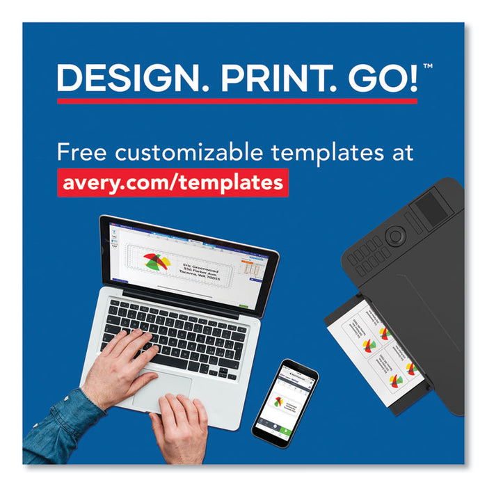 Printable Microperforated Business Cards with Sure Feed Technology, Inkjet, 2 x 3.5, White, 10/Sheet, 100 Sheets/Bx