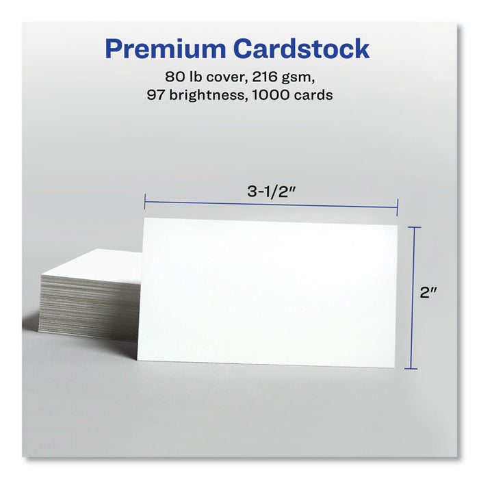 Printable Microperforated Business Cards with Sure Feed Technology, Inkjet, 2 x 3.5, White, 10/Sheet, 100 Sheets/Bx