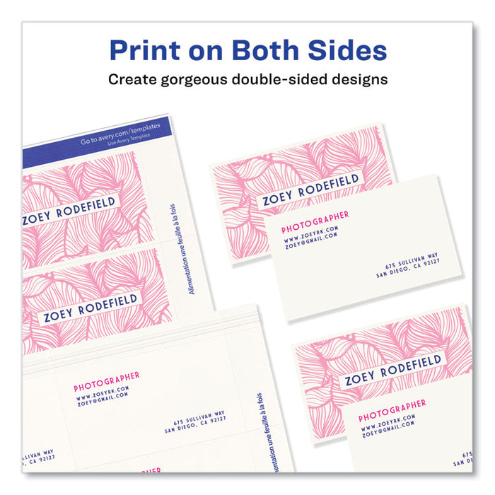 Printable Microperforated Business Cards with Sure Feed Technology, Inkjet, 2 x 3.5, White, 10/Sheet, 100 Sheets/Bx