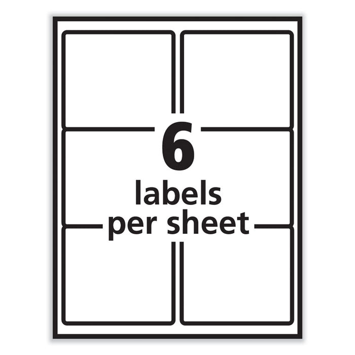 Labels, Laser Printers, 3.33 x 4, White, 6/Sheet, 100 Sheets/Box