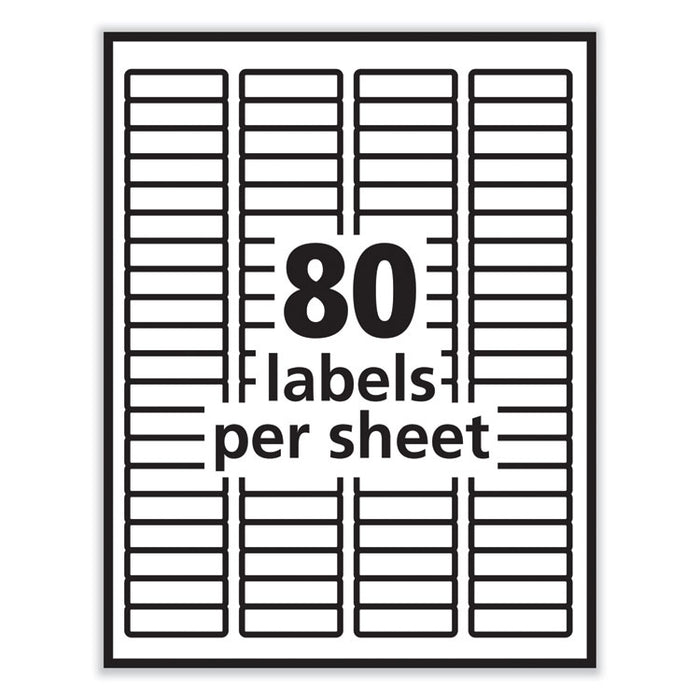 Labels, Inkjet/Laser Printers, 0.5 x 1.75, White, 80/Sheet, 100 Sheets/Pack