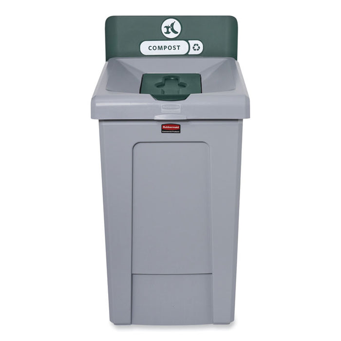 Slim Jim Recycling Station 1-Stream, Compost Collection Station, 33 gal, Resin, Gray