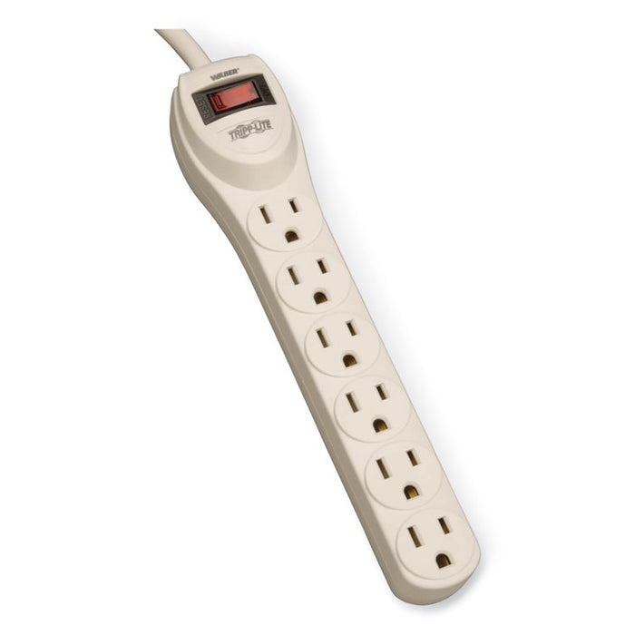 Industrial Power Strip, 6 Outlets, 4 ft Cord, Gray