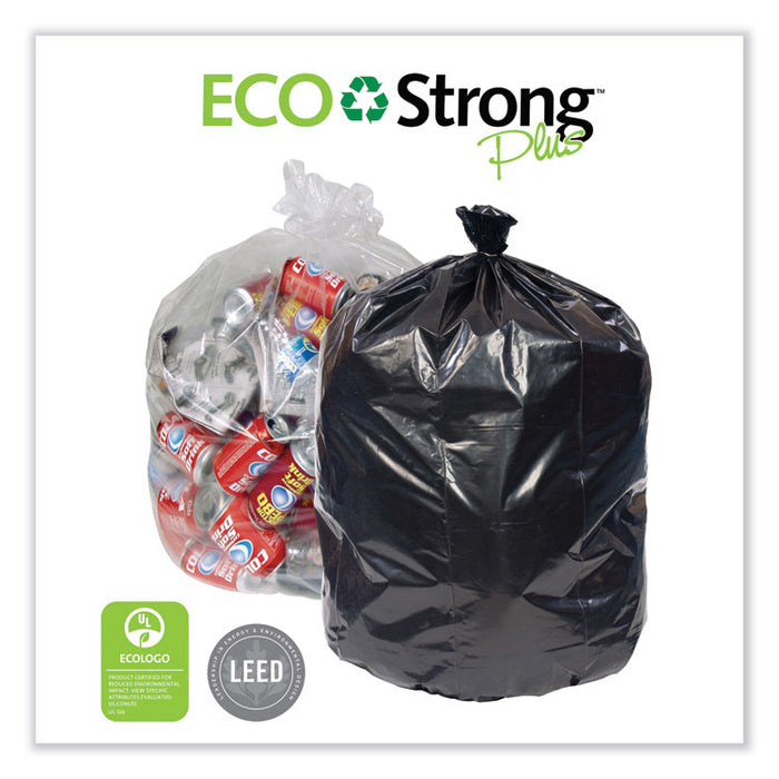 Eco Strong Plus Can Liners, 40 gal, 1.7 mil, 40" x 46", Black, Perforated Roll, 100/Carton