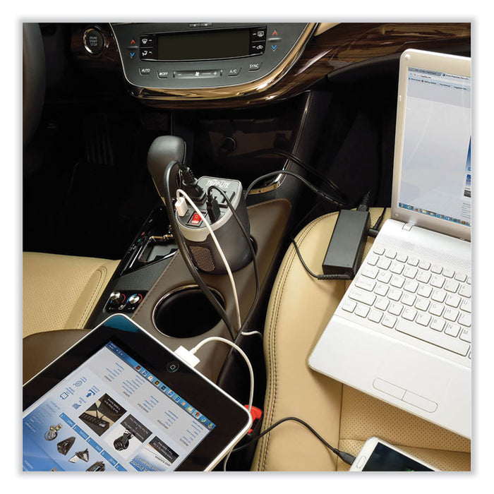 PowerVerter Ultra-Compact Car Inverter, 200 W, Two AC Outlets/Two USB Ports