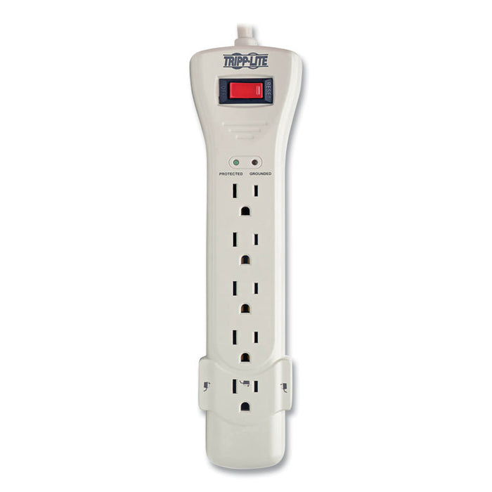 Protect It! Surge Suppressor, 7 AC Outlets, 7 ft Cord, 2,160 J, Light Gray