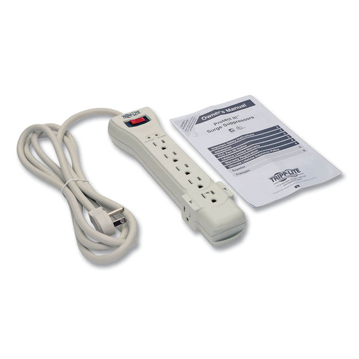 Protect It! Surge Suppressor, 7 AC Outlets, 7 ft Cord, 2,160 J, Light Gray