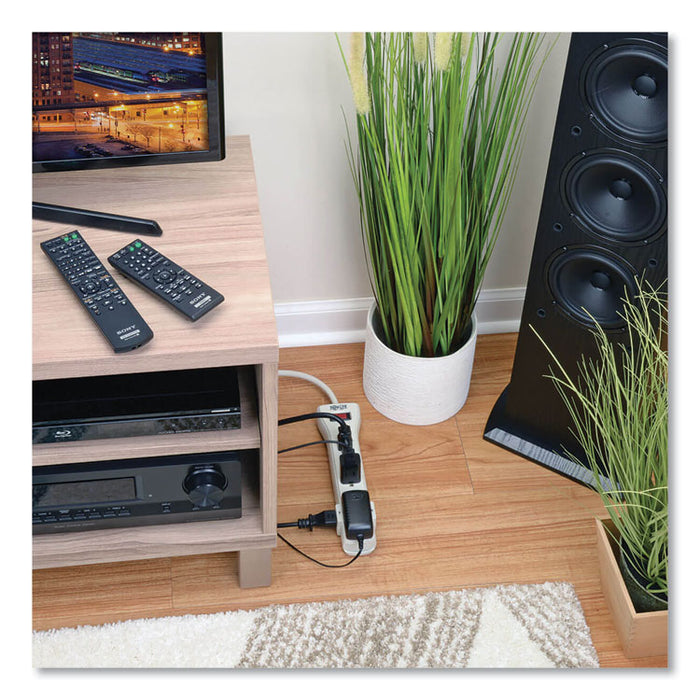 Protect It! Surge Suppressor, 7 AC Outlets, 7 ft Cord, 2,160 J, Light Gray