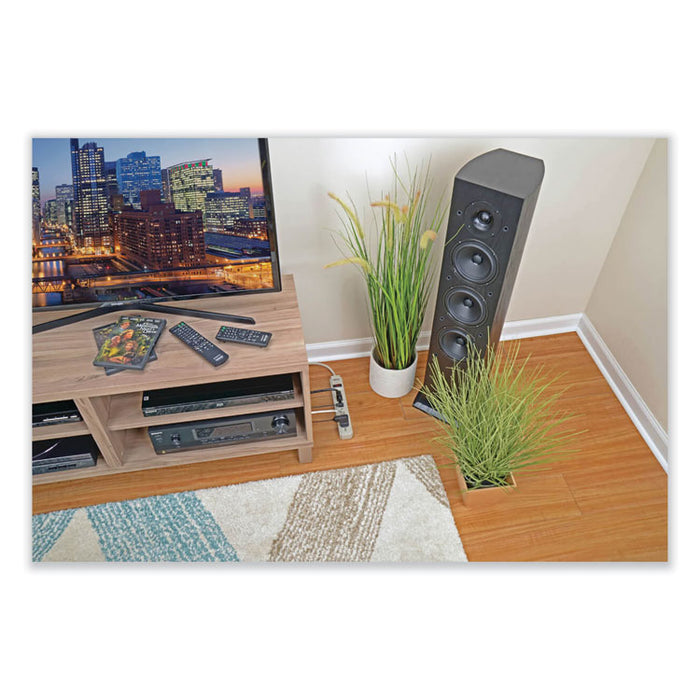 Protect It! Surge Suppressor, 6 AC Outlets, 4 ft. Cord, 790 J, Light Gray