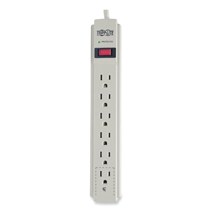 Protect It! Surge Suppressor, 6 AC Outlets, 4 ft. Cord, 790 J, Light Gray
