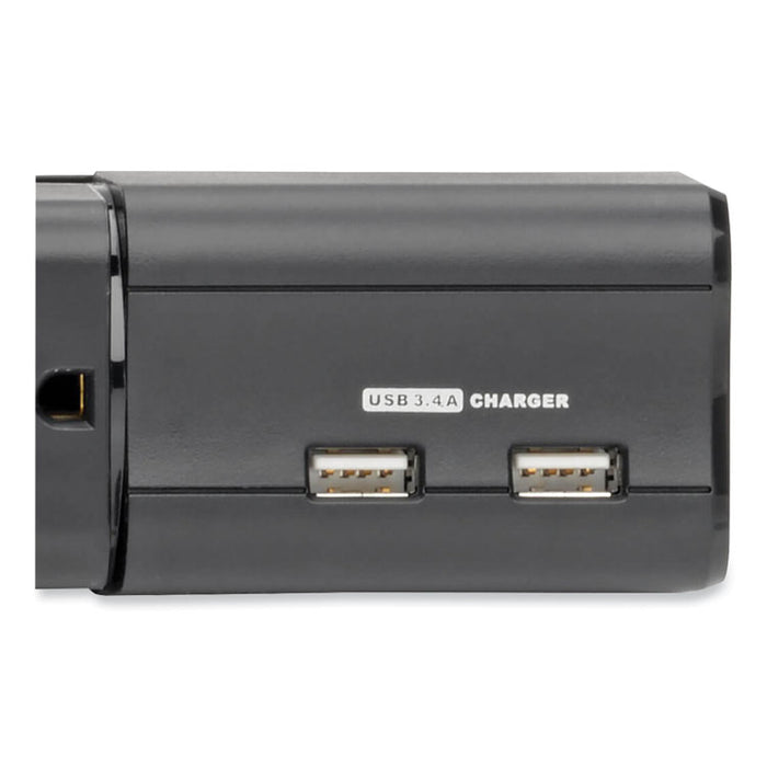Protect It! Surge Suppressor, 6 AC Outlets/2 USB Ports, 8 ft Cord, 1,080 J, Black