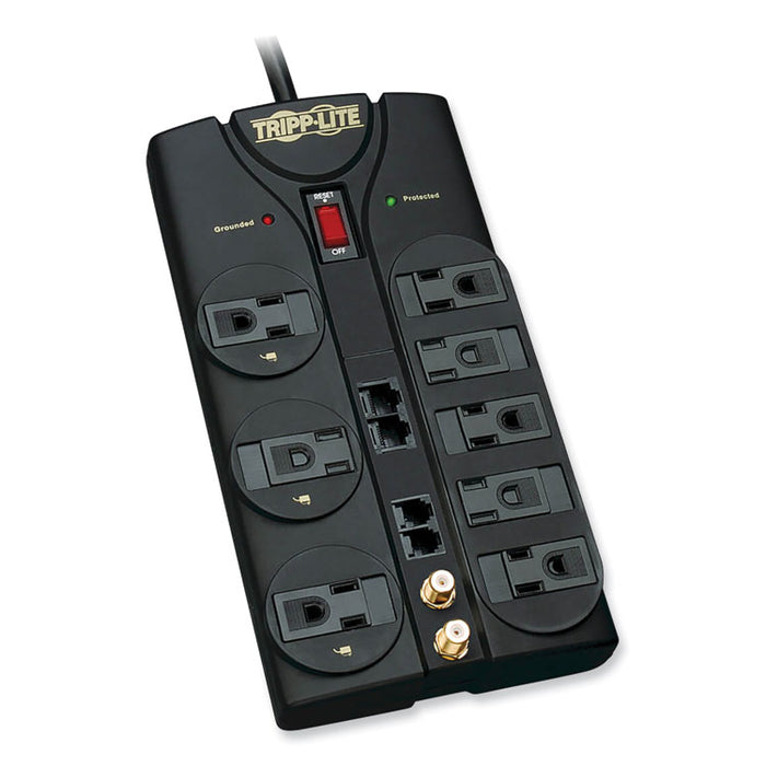 Protect It! Surge Suppressor, 8 AC Outlets, 10 ft Cord, 3,240 J, Black