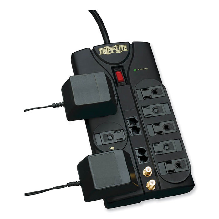 Protect It! Surge Suppressor, 8 AC Outlets, 10 ft Cord, 3,240 J, Black