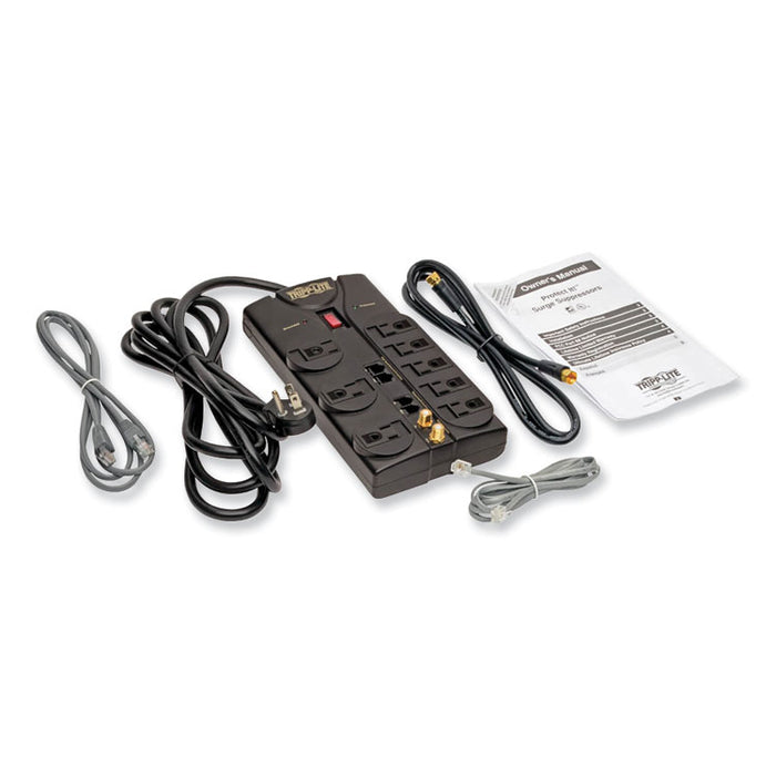 Protect It! Surge Suppressor, 8 AC Outlets, 10 ft Cord, 3,240 J, Black