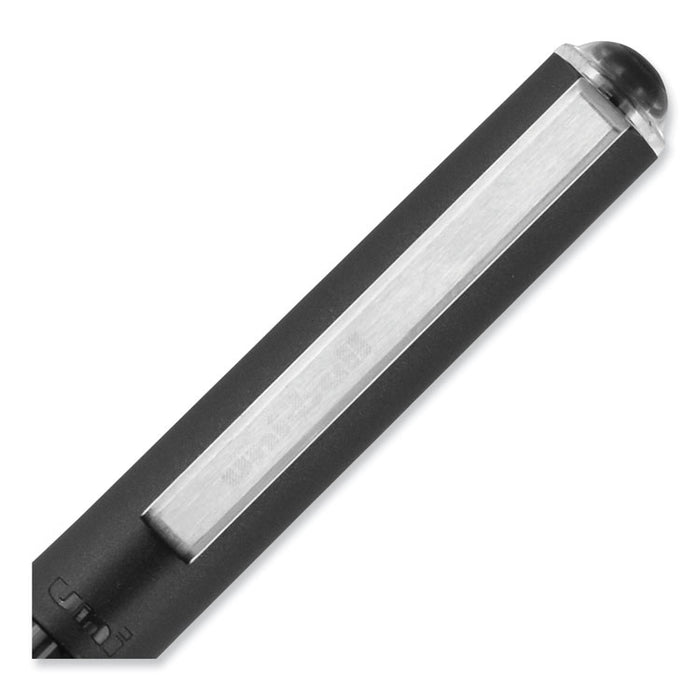 VISION Rollerball Pen, Stick, Bold 1 mm, Black Ink, Gray/Black/Clear Barrel, Dozen