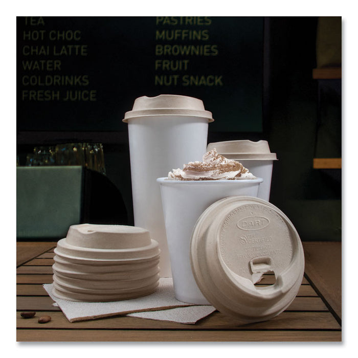 Molded Fiber Lids for Paper Cups, ProPlanet Seal, Fits 10 oz to 24 oz Hot Cups, Tan, 1,000/Carton