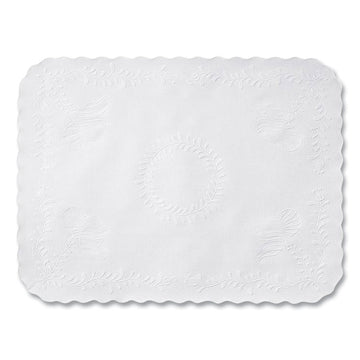 Scalloped Edge Traymat, Anniversary Embossed Surface, 19" x 14", White, 2,000/Carton