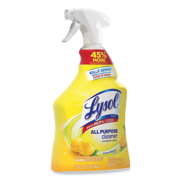 Ready-to-Use All-Purpose Cleaner, Lemon Breeze Scent, 32 oz Spray Bottle, 12/Carton
