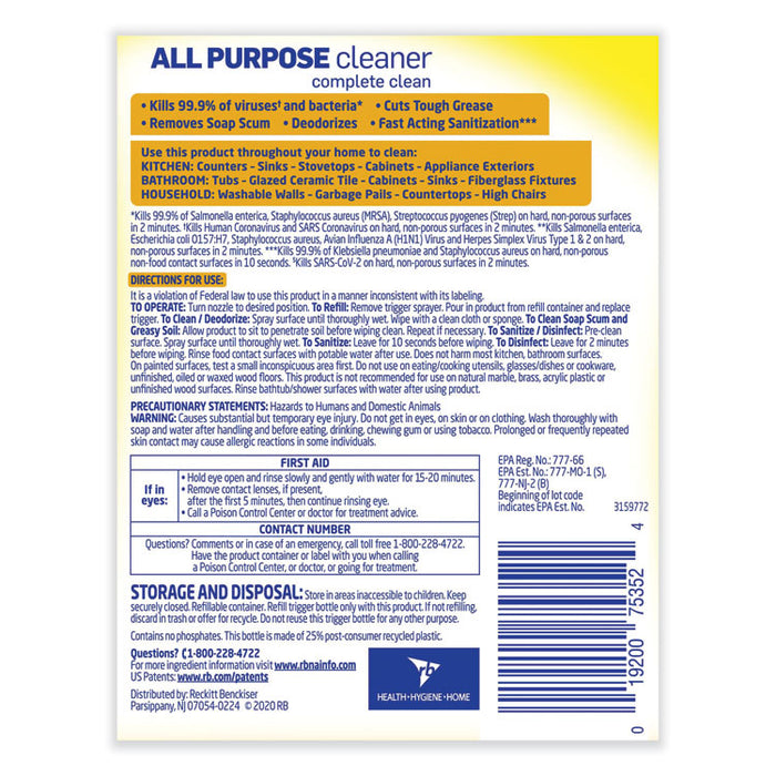 Ready-to-Use All-Purpose Cleaner, Lemon Breeze Scent, 32 oz Spray Bottle