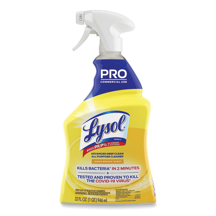 Advanced Deep Clean All Purpose Cleaner, Lemon Breeze Scent, 32 oz Trigger Spray Bottle, 12/Carton
