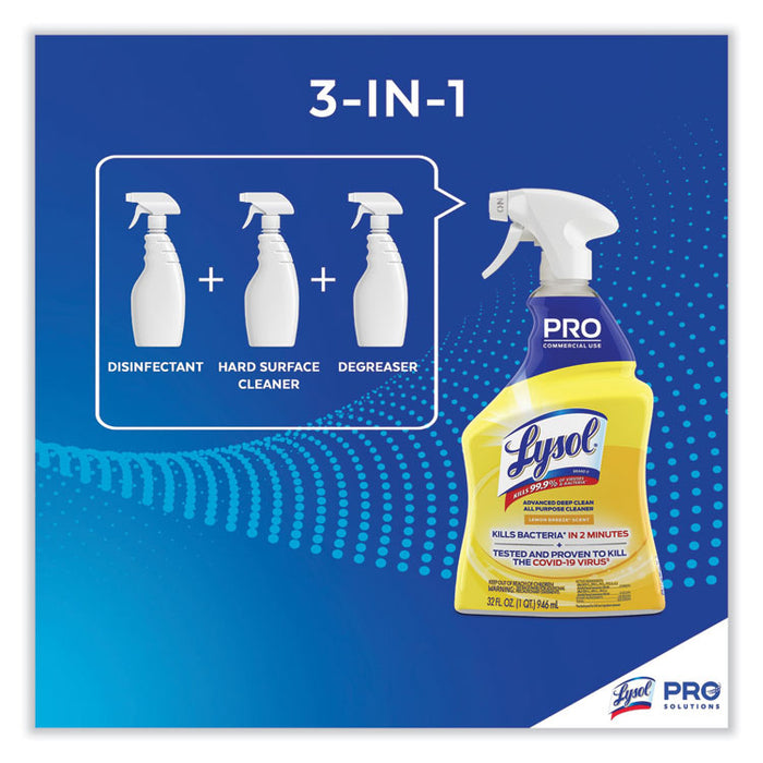 Advanced Deep Clean All Purpose Cleaner, Lemon Breeze Scent, 32 oz Trigger Spray Bottle, 12/Carton