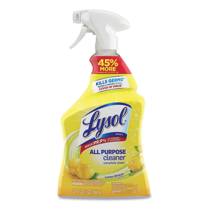 Ready-to-Use All-Purpose Cleaner, Lemon Breeze Scent, 32 oz Spray Bottle, 12/Carton