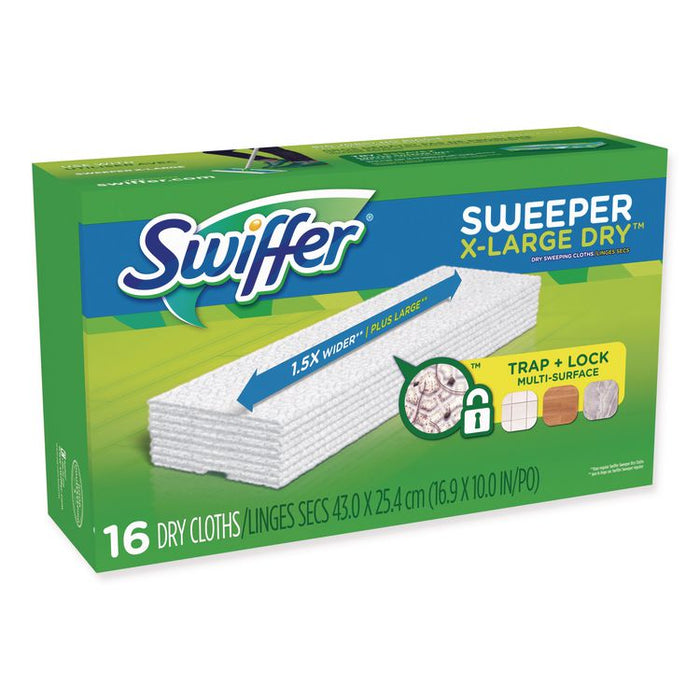 Sweeper XL Dry Refill Cloths, 16.9" x 9.8", White, 16/Box